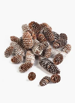 2.50in / 5in Long Glitter Frost Natural Pine Cones Bag