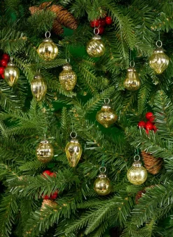 1.5in - 2in Round Mini Light Gold Mercury Glass Ornaments, Set of 12
