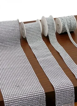 3/8in - 4 3/4in Silver Diamond Bead Ribbons