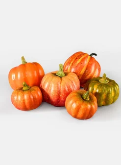 3in - 4in Wide Assorted Pumpkins, Set of 6