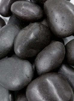 3-5in Large Polished Black River Stones, 44lbs