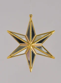 5in Long Antique Gold Mirror Star Plastic Ornament