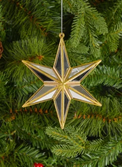 5in Long Antique Gold Mirror Star Plastic Ornament