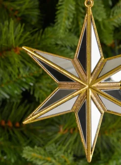 5in Long Antique Gold Mirror Star Plastic Ornament