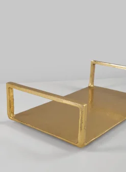 14in Long Atelier Deco Metal Tray, Old Gold