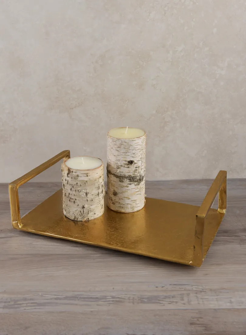 14in Long Atelier Deco Metal Tray, Old Gold