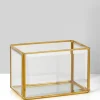 6in Long Beveled Glass Gold Box With Mirror Bottom
