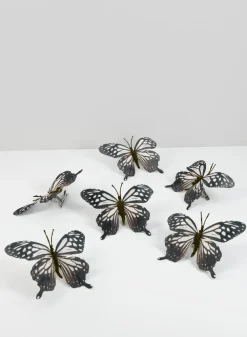 3.5in Long Black Butterfly Ornament, Set of 6