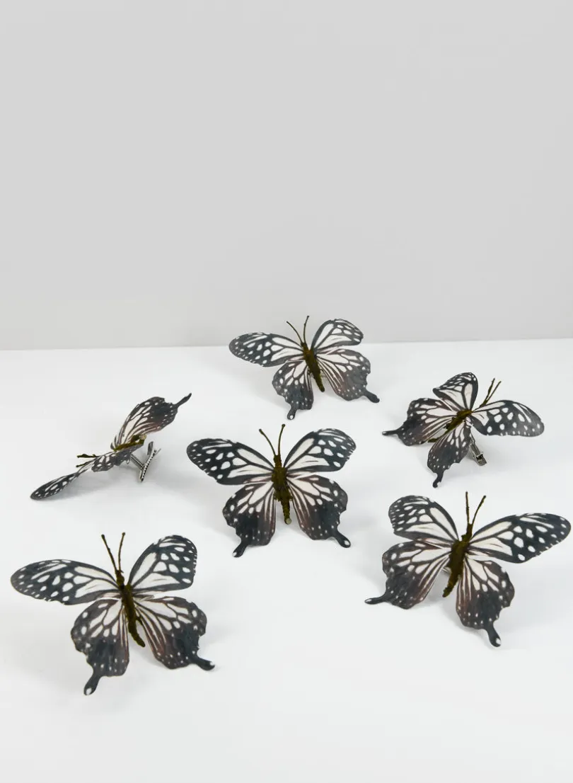 3.5in Long Black Butterfly Ornament, Set of 6