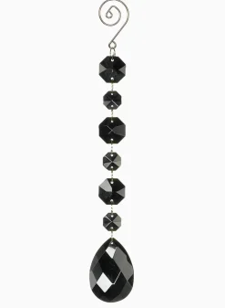 8in Long Black Crystal Ornament