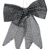 6.75in Long Black With Silver Diamond Bow
