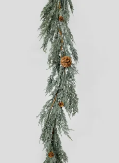 76in Long Blue Cypress Garland with Pine Cones