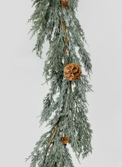 76in Long Blue Cypress Garland with Pine Cones