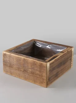 8in Long Burnt Wood Low Flower Box