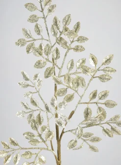 26in Long Champagne Glitter Leaf Spray