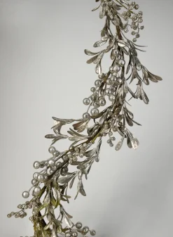 56in Long Champagne Leaf & Glitter Berry Garland