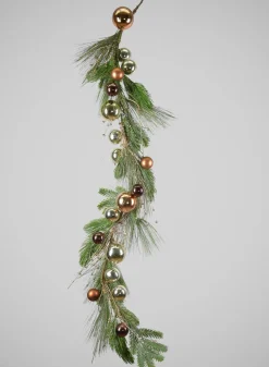 60in Long Classic Pine Garland with Gold Ornaments and Glitter Berries, Case of 4