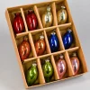 3in Long C7 Multicolor Mercury Glass Bulb Ornaments, Set of 12