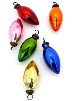 3in Long C7 Multicolor Mercury Glass Bulb Ornaments, Set of 12