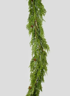 70in Long Cypress Garland with Mini Pine Cones