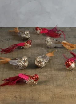 5in Long Decorative Red Bird, Set of 4