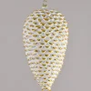 7in Long Etched Gold White Pinecone