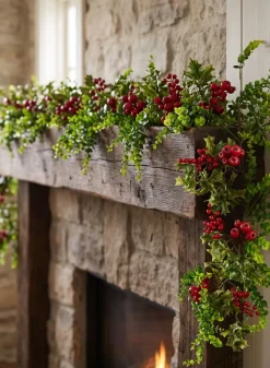 60in Long Eucalyptus and Red Berry Garland