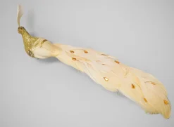 12in Long Fancy Gold Peacock Ornament, Case of 6