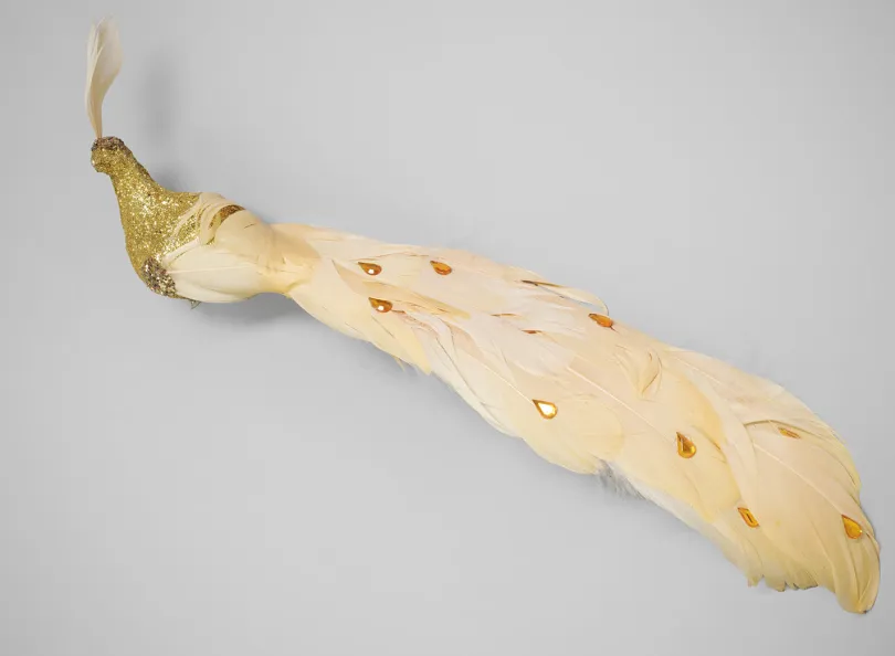 12in Long Fancy Gold Peacock Ornament, Case of 6