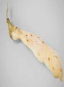 12in Long Fancy Gold Peacock Ornament, Case of 6