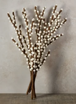 21in Long Felt White Berry Stem, Set of 5