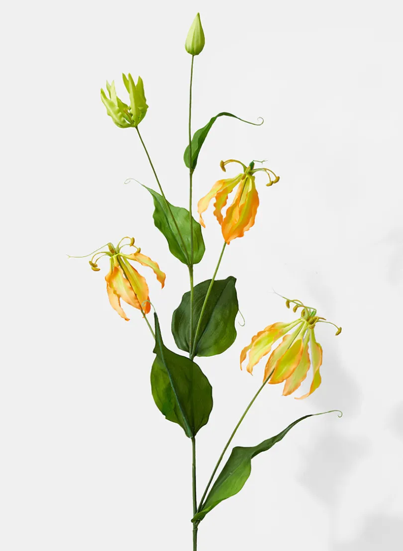 46in Long Flame Orange Gloriosa Lily Spray, Case of 12