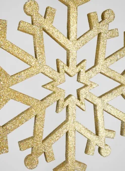 32in Long Giant Gold Glitter Snowflake Resin Ornament