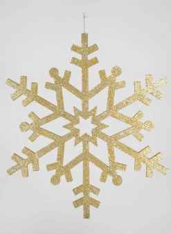 32in Long Giant Gold Glitter Snowflake Resin Ornament