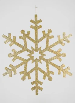 32in Long Giant Gold Glitter Snowflake Resin Ornament