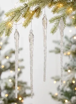 12in Long Glass Icicle, Set of 6