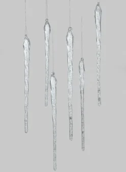 12in Long Glass Icicle, Set of 6