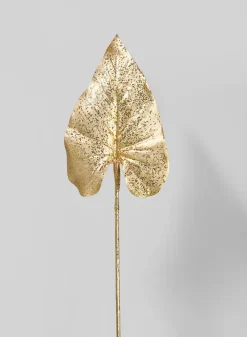 31in Long Glittered Gold Leaf Spray, Set of 6
