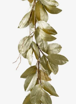 55in Long Glittered Gold Magnolia Leaf Garland, Case of 4