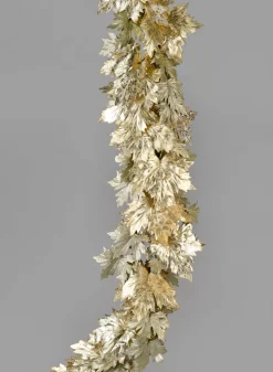 74in Long Glittered Light Gold Maple Leaf Garland