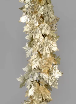 74in Long Glittered Light Gold Maple Leaf Garland