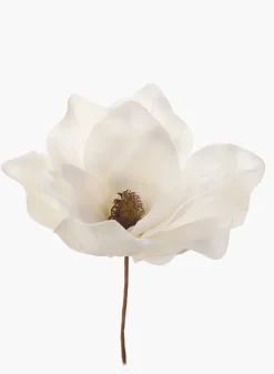 9in Long Glittered White Magnolia Pick, Case of 48