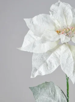 26in Long Glitter Frost Poinsettia Spray, Case of 12