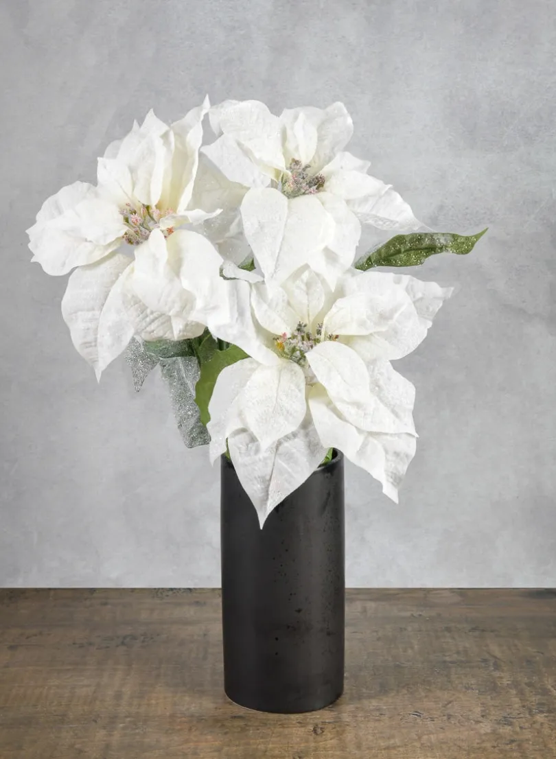 26in Long Glitter Frost Poinsettia Spray, Case of 12