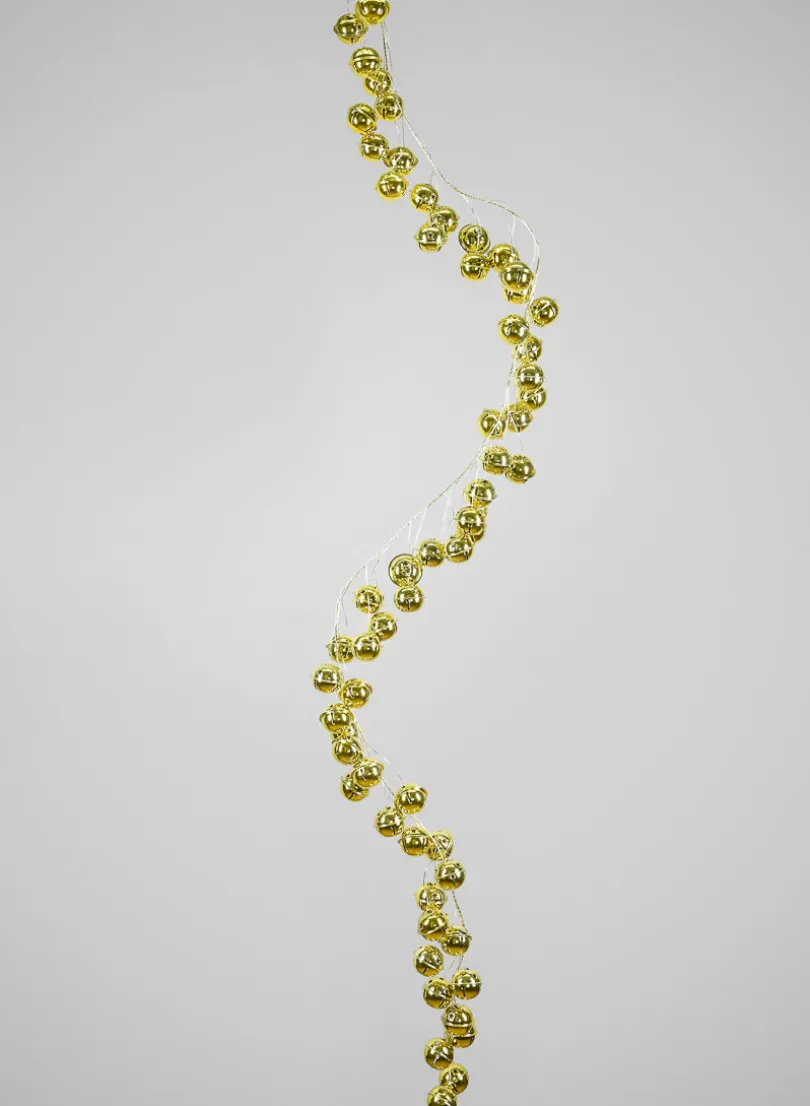 60in Long Gold and Matt Gold Jingle Bell Garland with Gold Wire