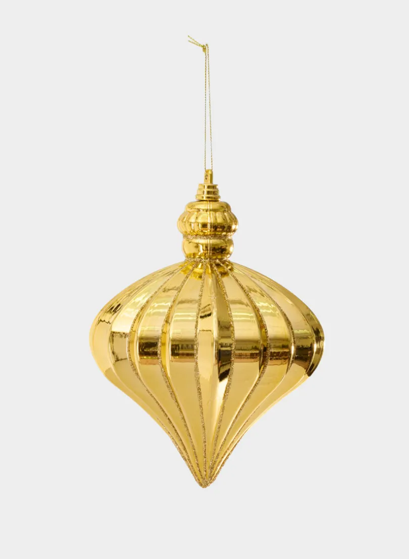 7in Long Gold Glittered Plastic Onion Ornament