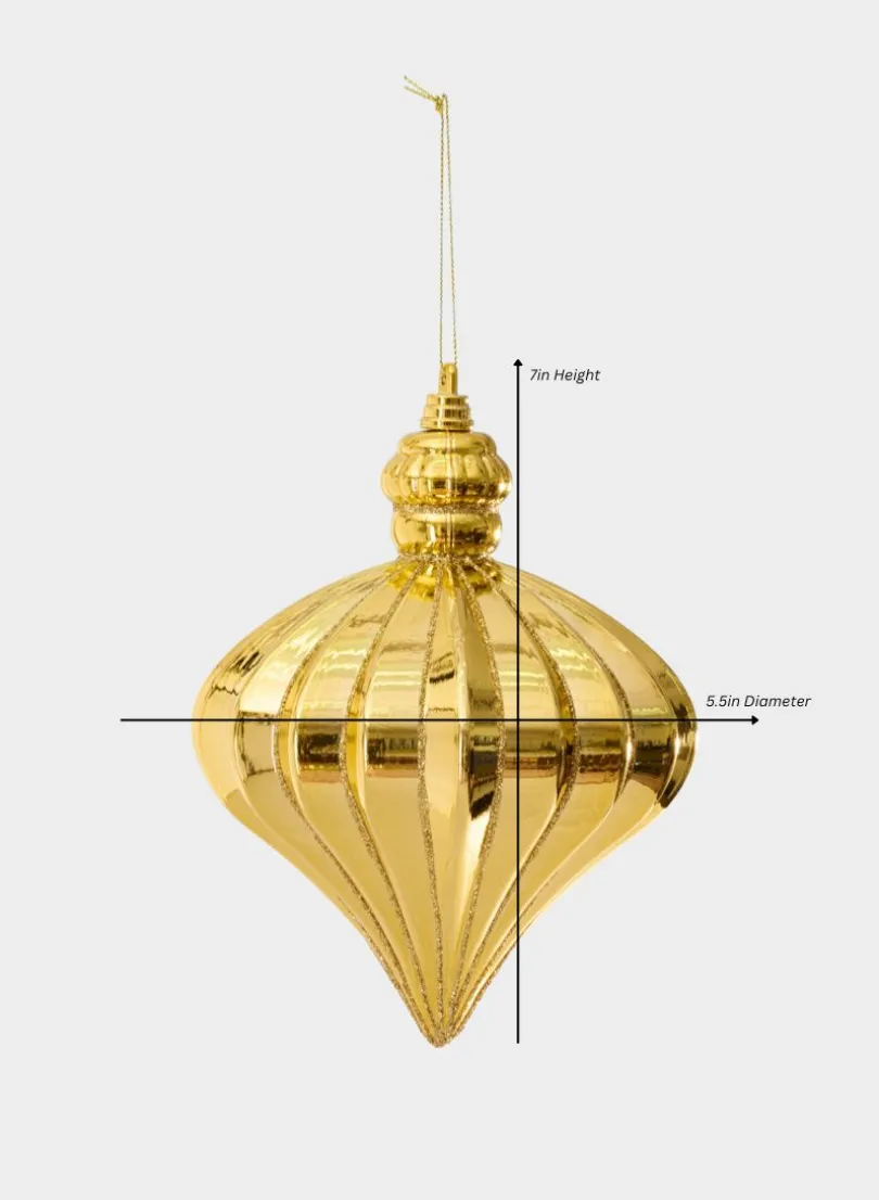 7in Long Gold Glittered Plastic Onion Ornament