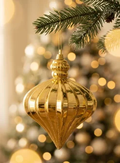7in Long Gold Glittered Plastic Onion Ornament