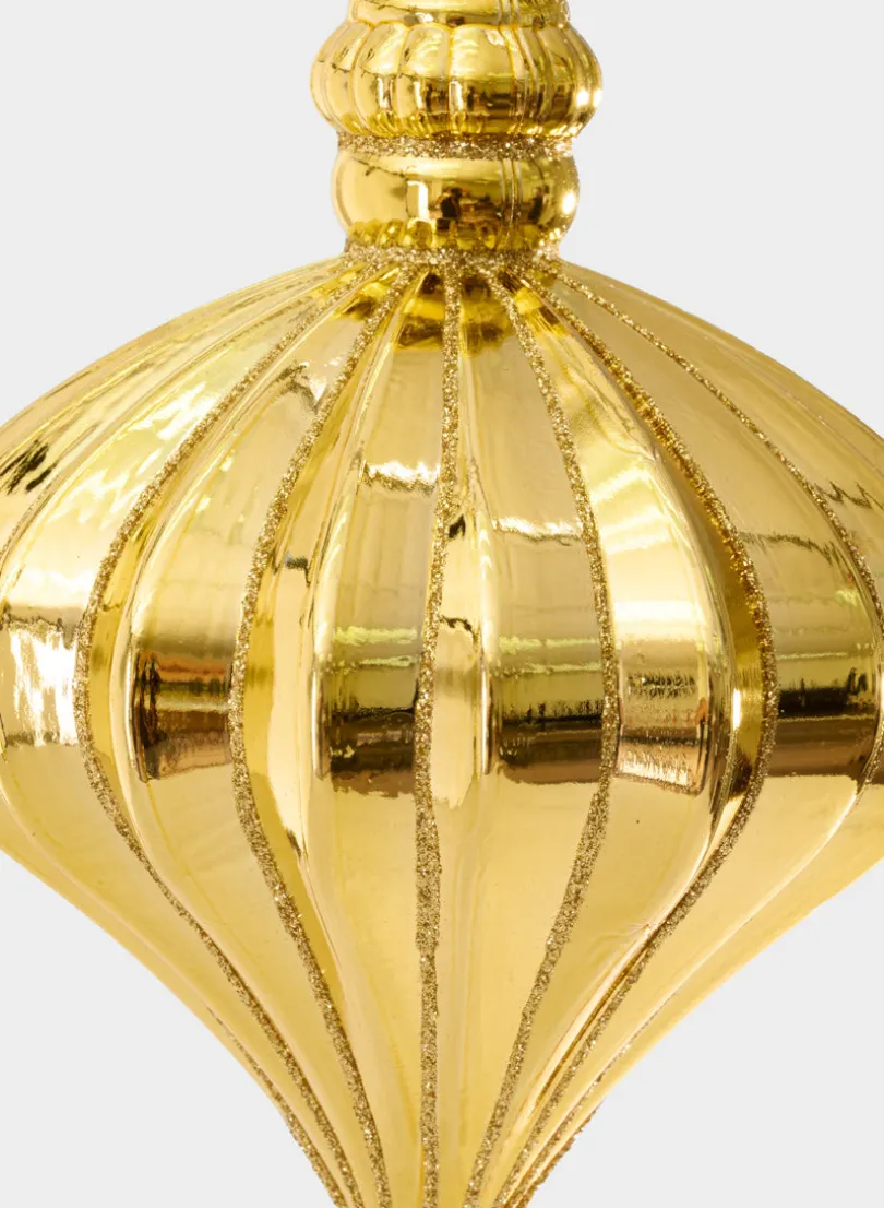 7in Long Gold Glittered Plastic Onion Ornament