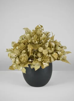 7in Long Gold Glitter Flower Pick, Bundle of 12